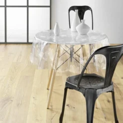 NAPPE CRISTAL RONDE D.140CM PVC IMPRIME 14 100E DANELA BLANC