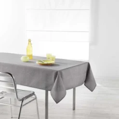 NAPPE RECTANGLE 140X250 CM CHAMBRAY UNI ENDUIT NEWTON GRIS