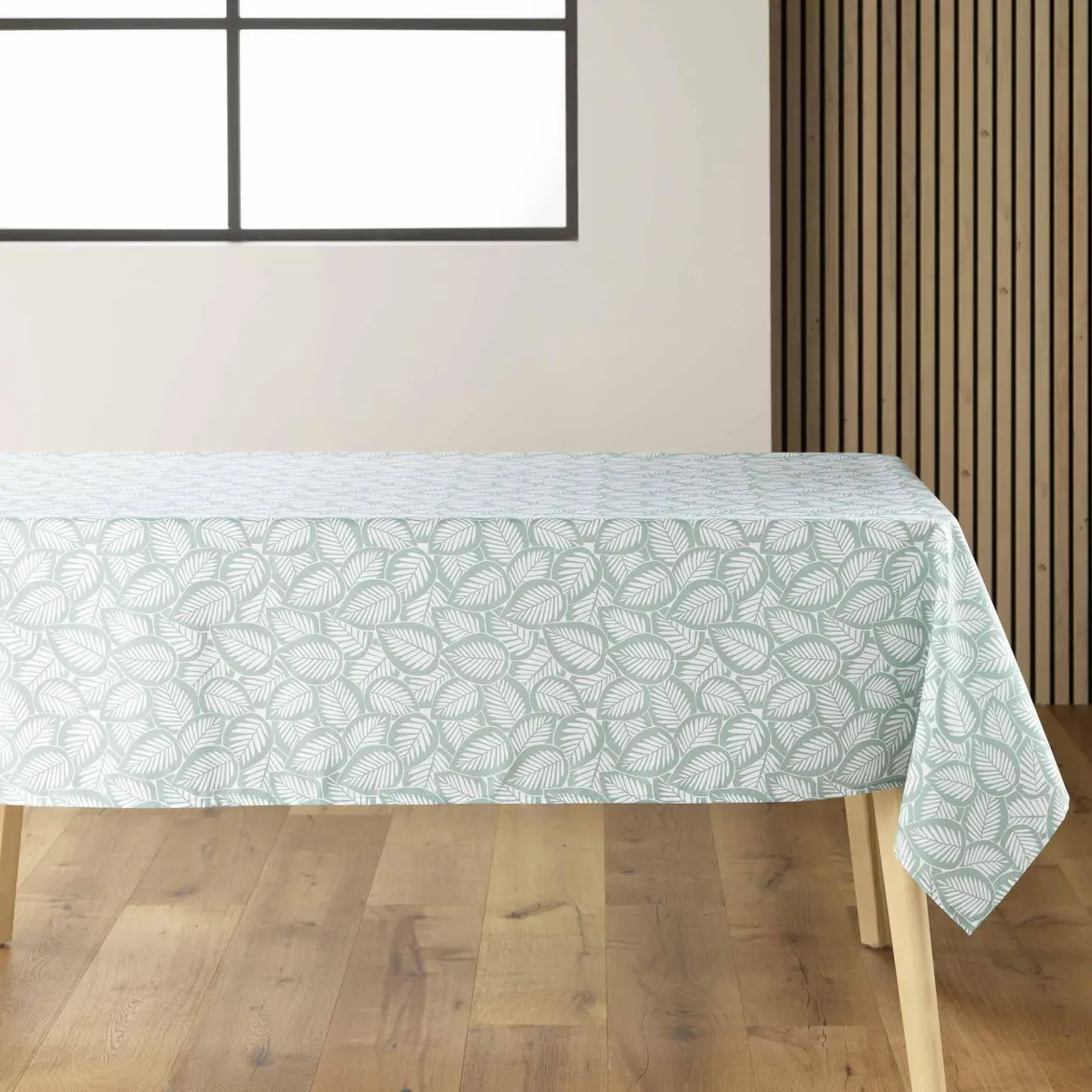 NAPPE RECTANGLE 140X240CM IMPRIMEE MICROFIBRE DIVANY SAUGE