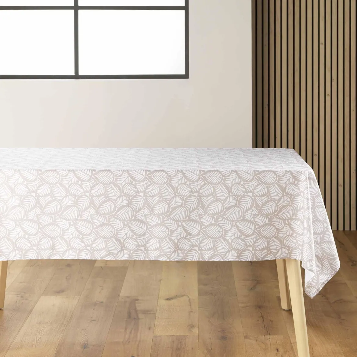 NAPPE RECTANGLE 140X240CM IMPRIMEE MICROFIBRE DIVANY NATUREL