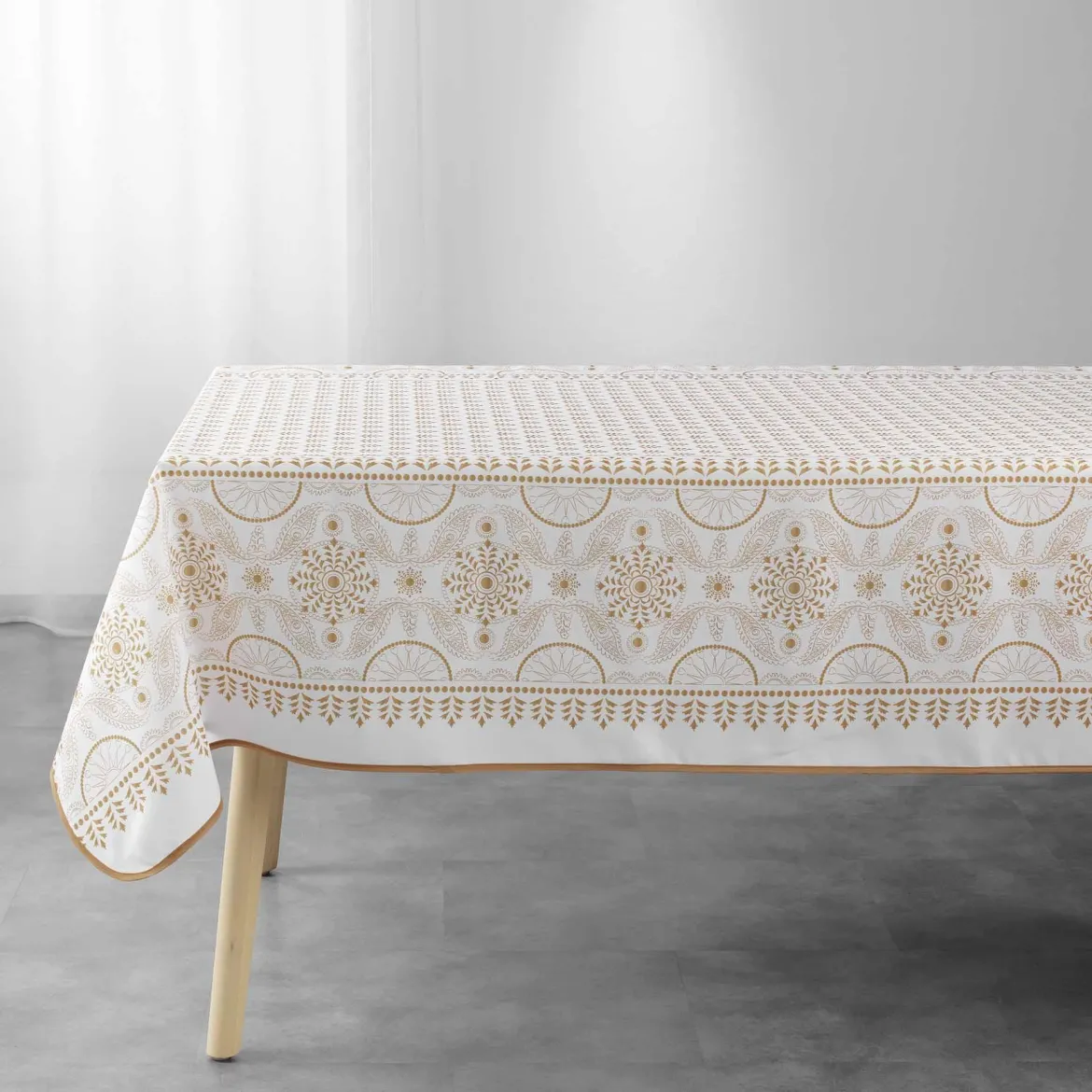 NAPPE RECTANGLE 150X240CM IMPRIME SHERINE BLANC