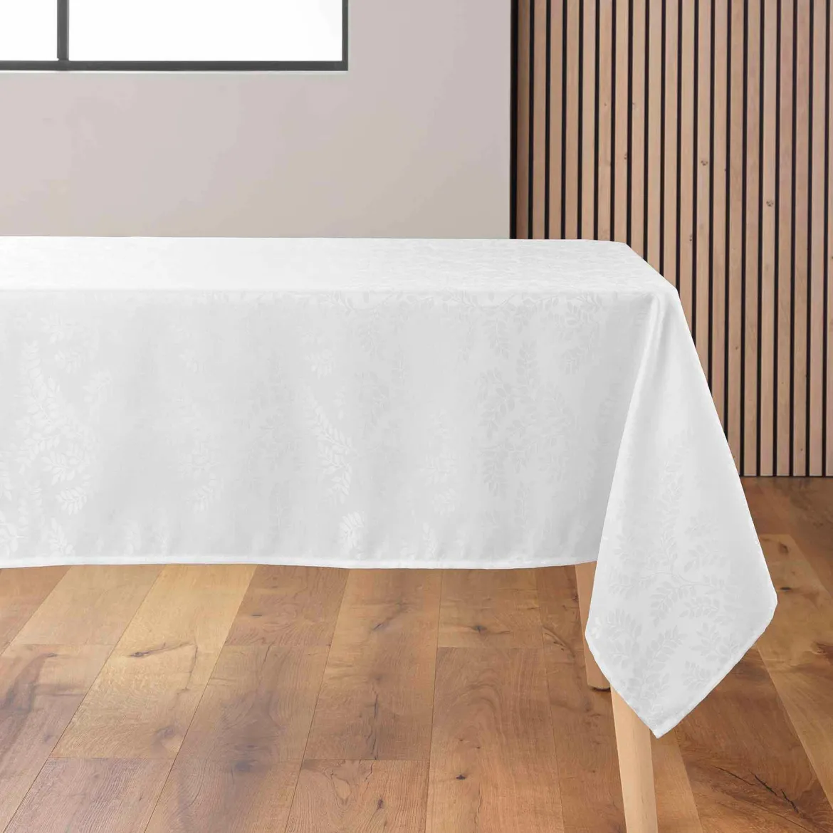 NAPPE RECTANGLE 140X240CM JACQUARD DORIANE BLANC