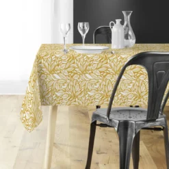 NAPPE RECTANGLE 140X240CM MICROFIBRE IMPRIMEE WILLY JAUNE