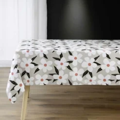 NAPPE RECTANGLE 140X240CM MICROFIBRE IMPRIME DARCY NATUREL
