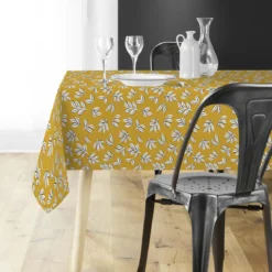 NAPPE RECTANGLE 140X240CM MICROFIBRE IMPRIMEE MINDY JAUNE