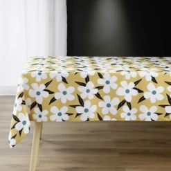 NAPPE RECTANGLE 140X240CM MICROFIBRE IMPRIMEE DARCY JAUNE
