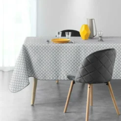 NAPPE RECTANGLE 150X240 CM POLYESTER IMPRIME ARTCHIC BLANC