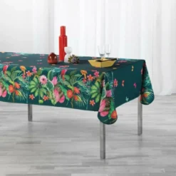 NAPPE RECTANGLE 150X240 CM POLYESTER IMP TROPICAL BLEU