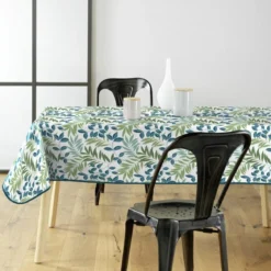 NAPPE RECTANGLE 140X240CM PVC IMPRIME NELIDA BLANC