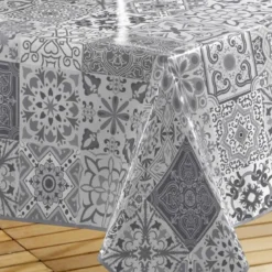 NAPPE RECTANGLE 140X240CM PVC IMPRIME PERSANE GRIS
