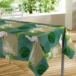NAPPE RECTANGLE 140X240 CM PVC PHOTOPRINT CACATOES VERT