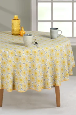 NAPPE RONDE 160CM CYCAS JAUNE