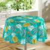 NAPPE RONDE 160CM IMPRIME LILIDAE TURQUOISE