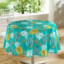 NAPPE RONDE 160CM IMPRIME LILIDAE TURQUOISE