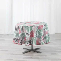 NAPPE RONDE 180 CM POLYESTER IMP BEAUTY JUNGLE ROSE