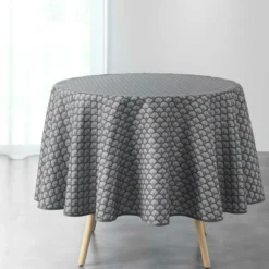 NAPPE RONDE 180 CM POLYESTER IMPRIME ARTCHIC ANTHRACITE