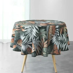 NAPPE RONDE 180 CM POLYESTER IMPRIME ALIANOR KAKI