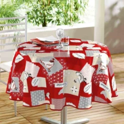NAPPE RONDE 160 CM PVC IMPRIME GALIPI ROUGE