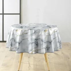 NAPPE RONDE 0 160CM PVC IMPRIME METALLISE MARQUINA