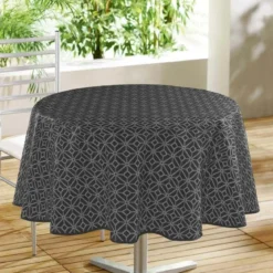 NAPPE RONDE 160 CM PVC IMPRIME MODERNA NOIR