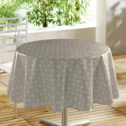 NAPPE RONDE 160 CM PVC IMPRIME MODERNA TAUPE