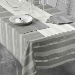 NAPPE 140X240 CM COTON METALLISE ELDORA GRIS ARGENT