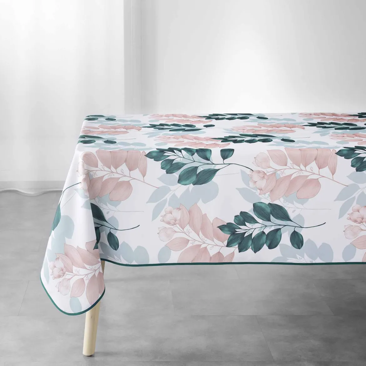 NAPPE 150X240CM IMPRIME BELLINE BLANC EMERAU