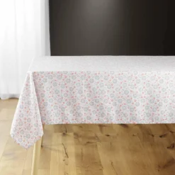 NAPPE 140X240CM MICROFIBRE IMPRIMEE FLORELLE CORAIL