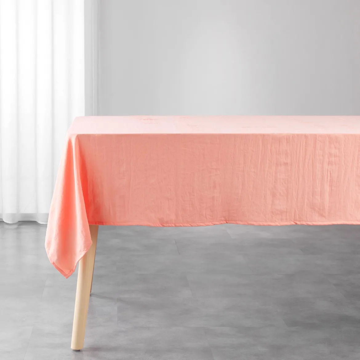 NAPPE 140X240CM MICROFIBRE UNIE LAVEE SUZY CORAIL