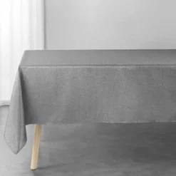 NAPPE 140X240CM POLYESTER UNI METALLISE SILVERY GRIS ARGENT
