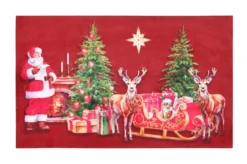 NOEL MULTICOLORE TAPIS RUBBER 45X75CM ROUGE