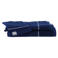 PACK 3 PIECES GANT SERVIETTES 50X90CM 70X130CM MARINE ARGENT