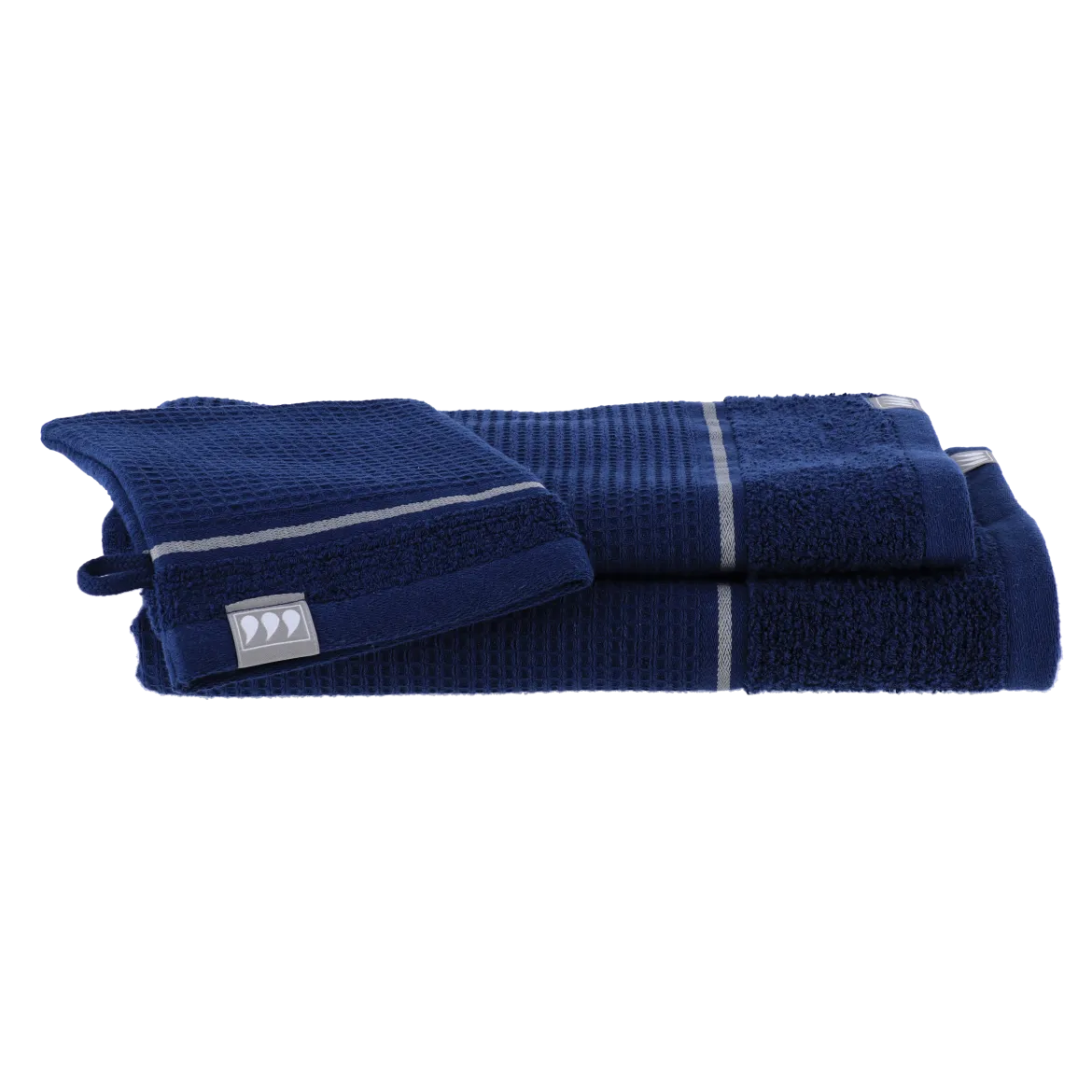 PACK 3 PIECES GANT SERVIETTES 50X90CM 70X130CM MARINE ARGENT