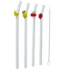 PAILLE EN VERRE FORME FRUIT X4 AVEC GOUPILLON