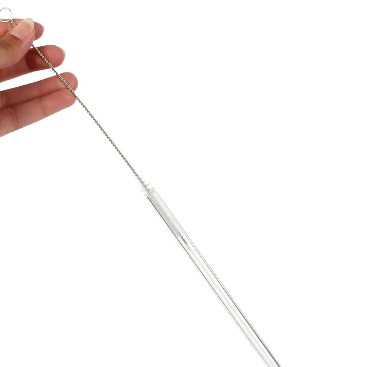 PAILLE TRANSPARENTE EN VERRE X4 AVEC GOUPILLON