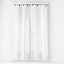 PAIRE DROITE ANNEAUX 70X200CM VOILE TISSE LINKA BLANC