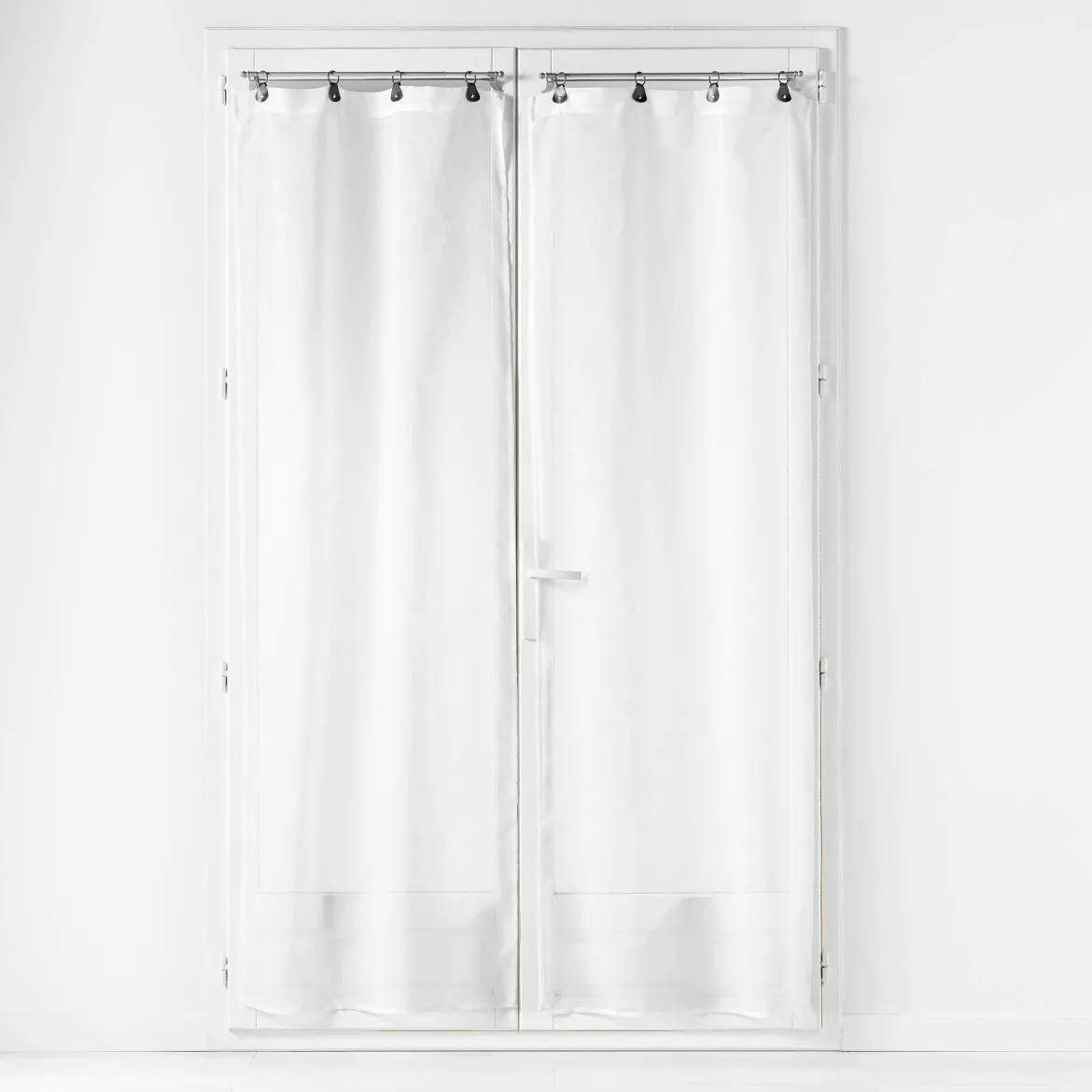 PAIRE DROITE ANNEAUX 70X200CM VOILE TISSE LINKA BLANC