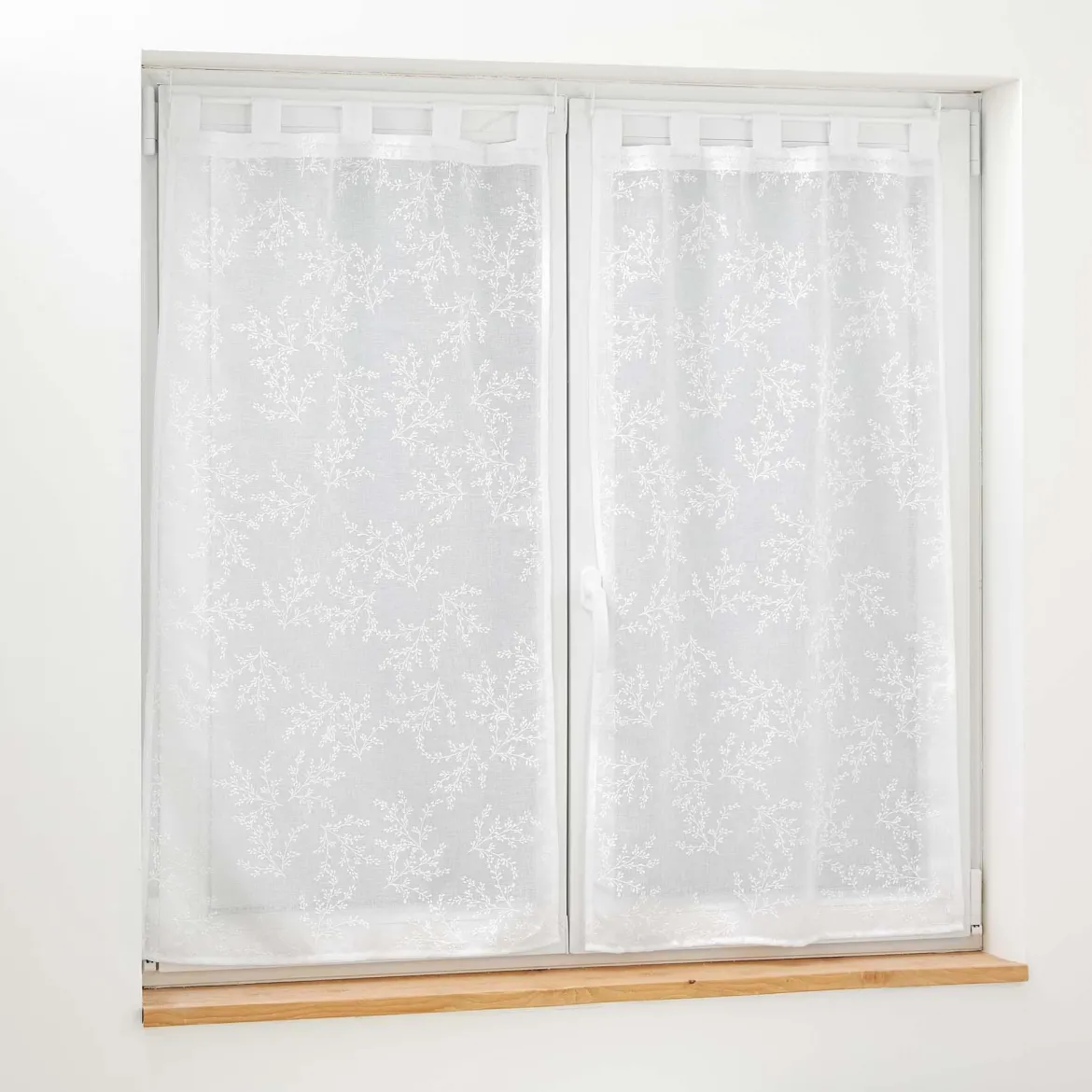 PAIRE DROITE PASSANTS 60X160CM VOILE TISSE KARLA BLANC