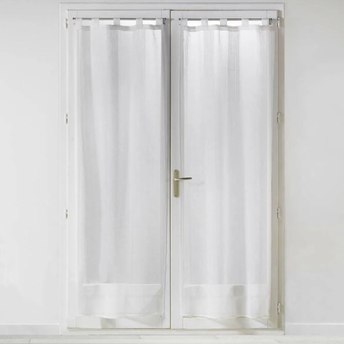 PAIRE DROITE PASSANTS 70X200CM VOILE SABLE SALINA BLANC