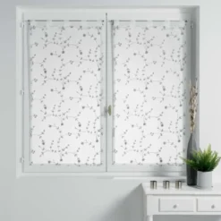 PAIRE DROITE PASSANTS 2X60X90CM PETITE FLEUR BLANC GRIS