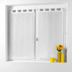 PAIRE DROITE PASSANTS 2X45X160CM VOILE LINAHE BLANC