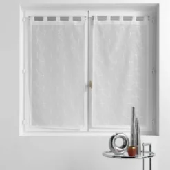 PAIRE DROITE PASSANTS 2X60X90CM VOILE SABLE BRODE OLYMPIA