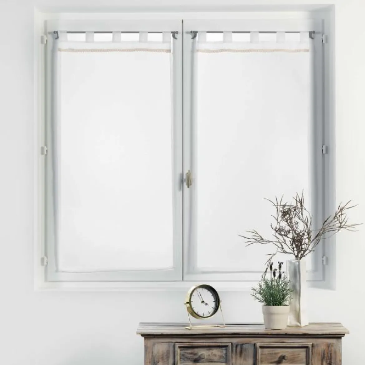 PAIRE DROITE PASSANTS 2X60X120CM VOILE CAMILLA BLANC
