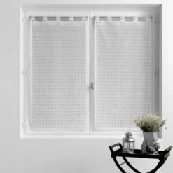 PAIRE DROITE PASSANT 2X60X160CM POMPONS POMPONELLA BLC GRIS