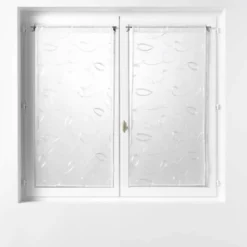 PAIRE DROITE PASSE TRINGLE 2X60X90CM BRODE HOOPS BLANC