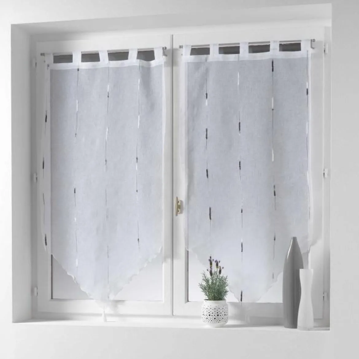 PAIRE POMPON PASSANTS 60X160CM CHENILLA GRIS