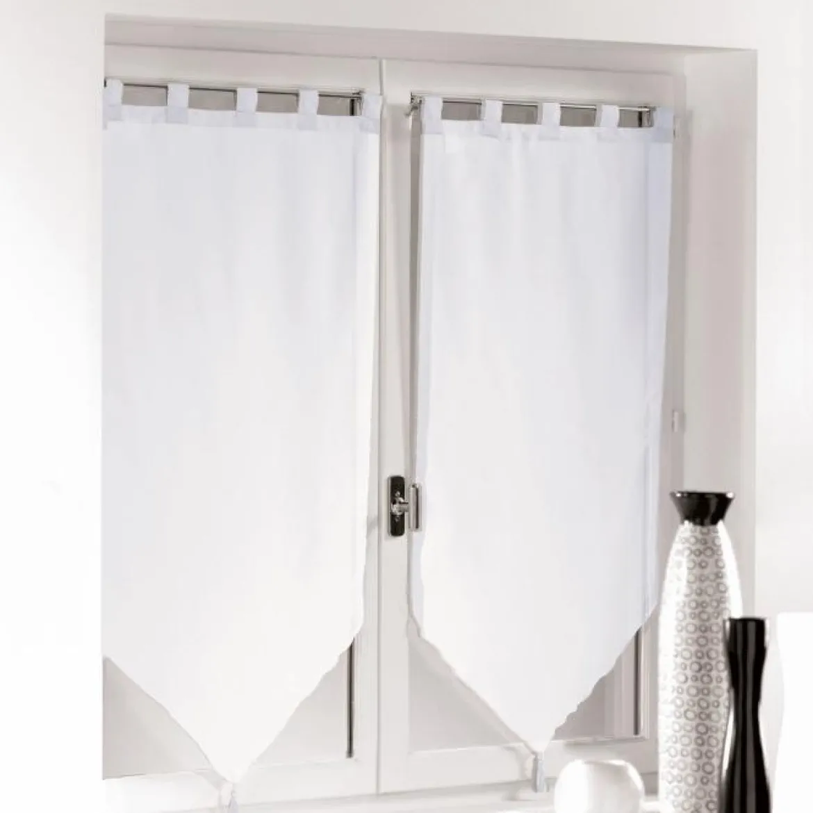 PAIRE POMPON PASSANTS 2X60X120CM VOILE UNI VOILINE