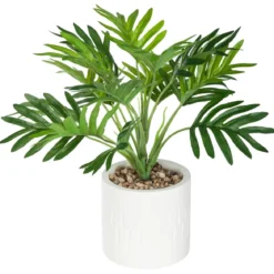PALMIER POT CIMENT BLANC ETHNIQUE H.29CM