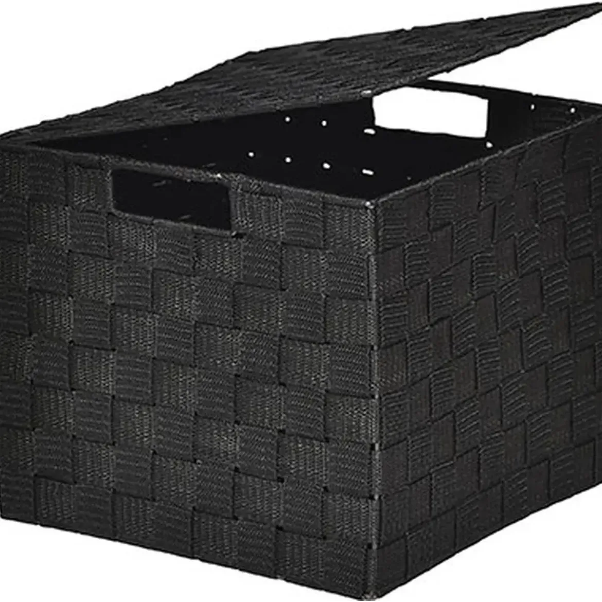 PANIER CARRE POLYESTER AVEC COUVERCLE NOIR TAILLE L