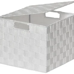 PANIER CARRE POLYESTER AVEC COUVERCLE BLANC TAILLE M